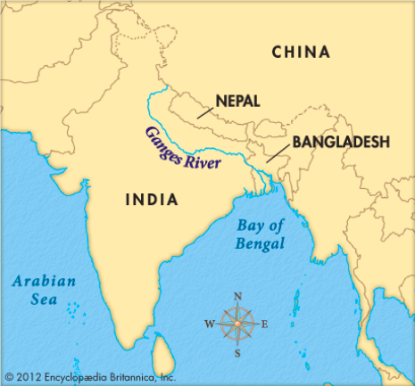 Map of the Ganges river region